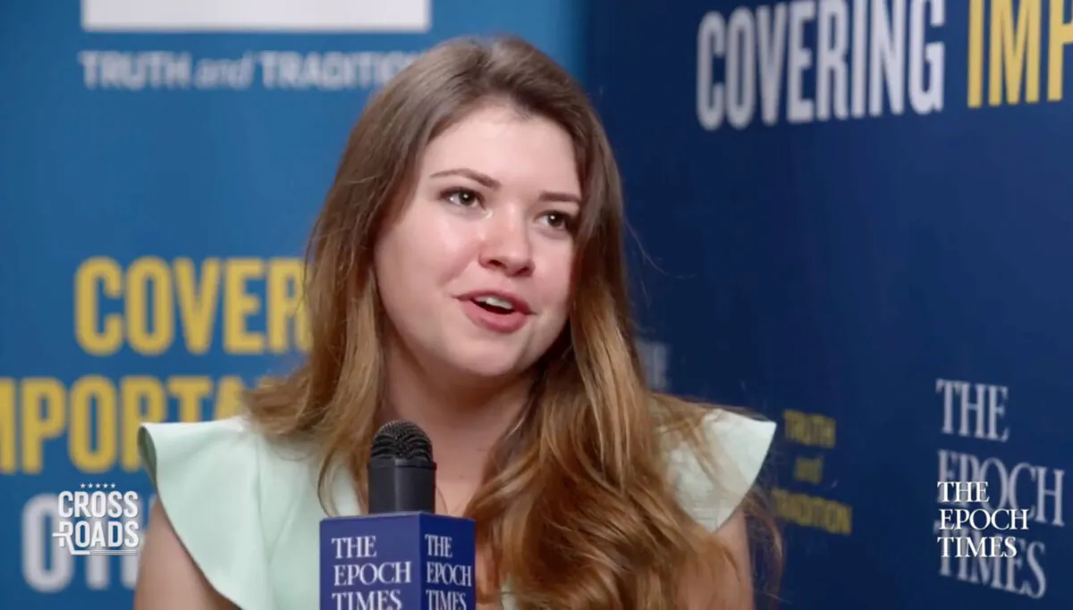 Natalie Winters in an interview with The Epoch Tims' Crossroads on Feb. 28, 2021. (Screenshot/The Epoch Times)