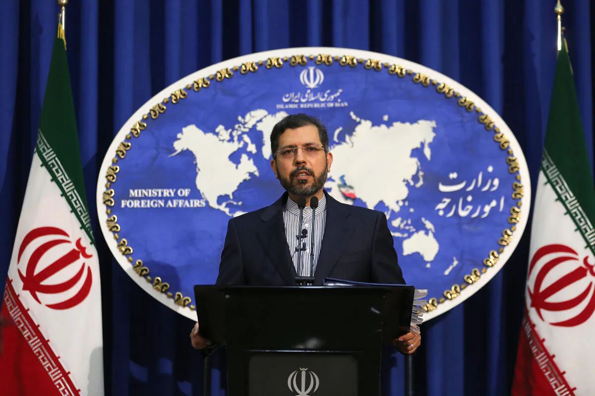 Iranian foreign ministry spokesman Saeed Khatibzadeh during a press conference in Tehran, Iran, on Feb. 22, 2021. (Atta Kenare/AFP via Getty Images)