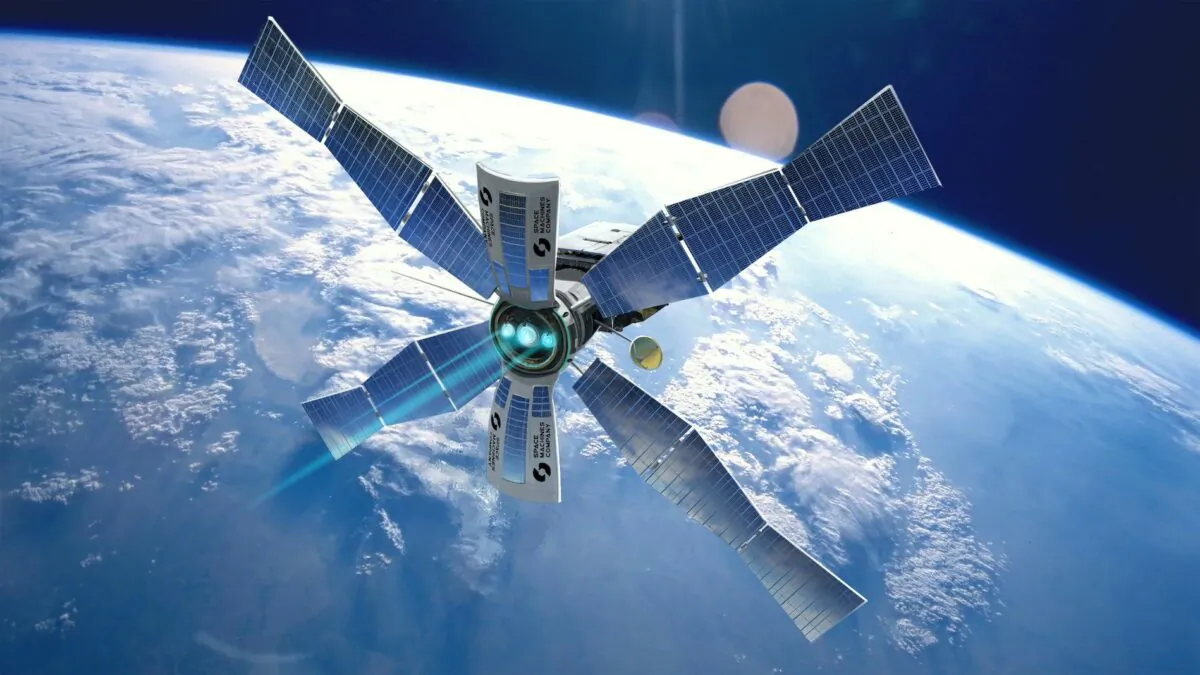 Solar powered ion engined Optimus Space Transport. (Supplied)
