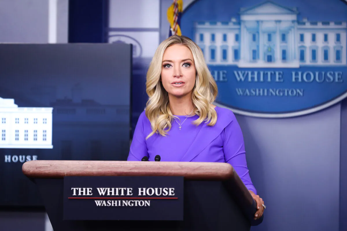 Then-White House Press Secretary Kayleigh McEnany during a press briefing in the White House in Washington on Dec. 15, 2020. (Charlotte Cuthbertson/The Epoch Times)