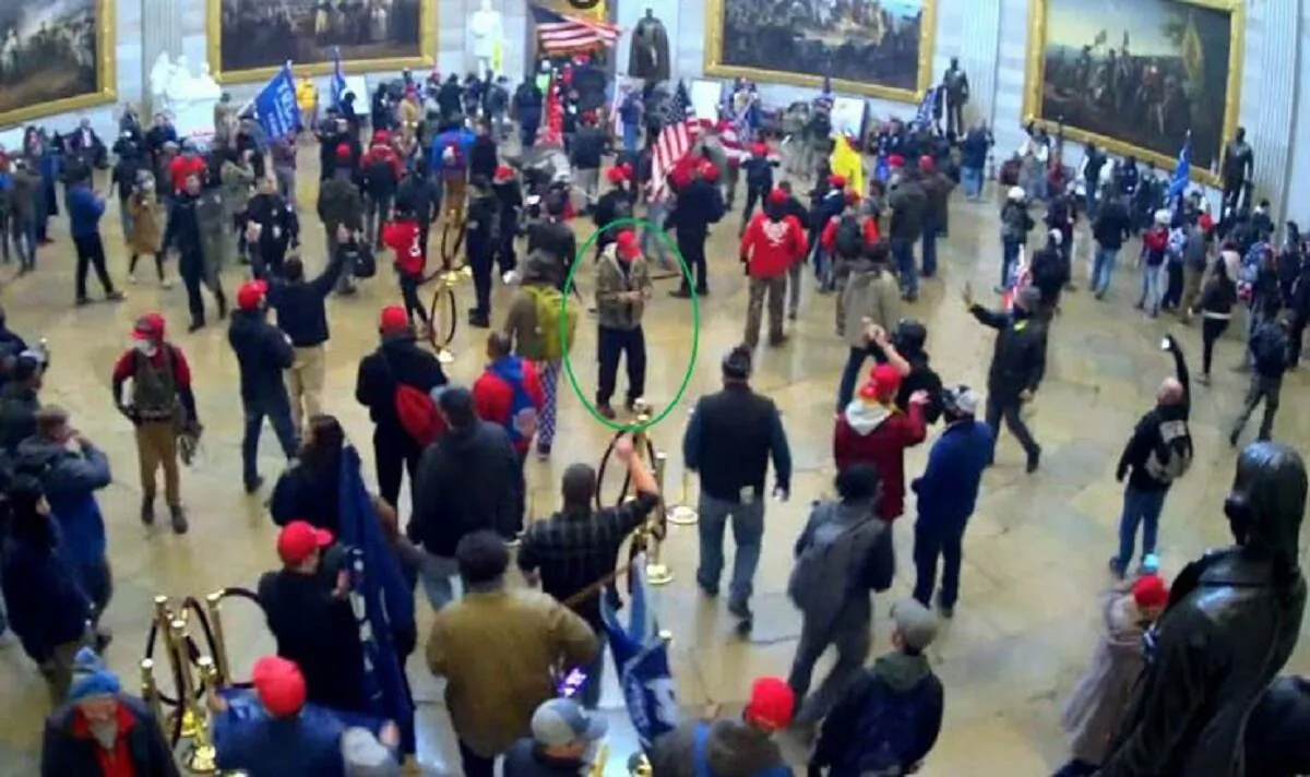 People are seen in an image from surveillance footage in the U.S. Capitol Rotunda in Washington on Jan. 6, 2021. (FBI)