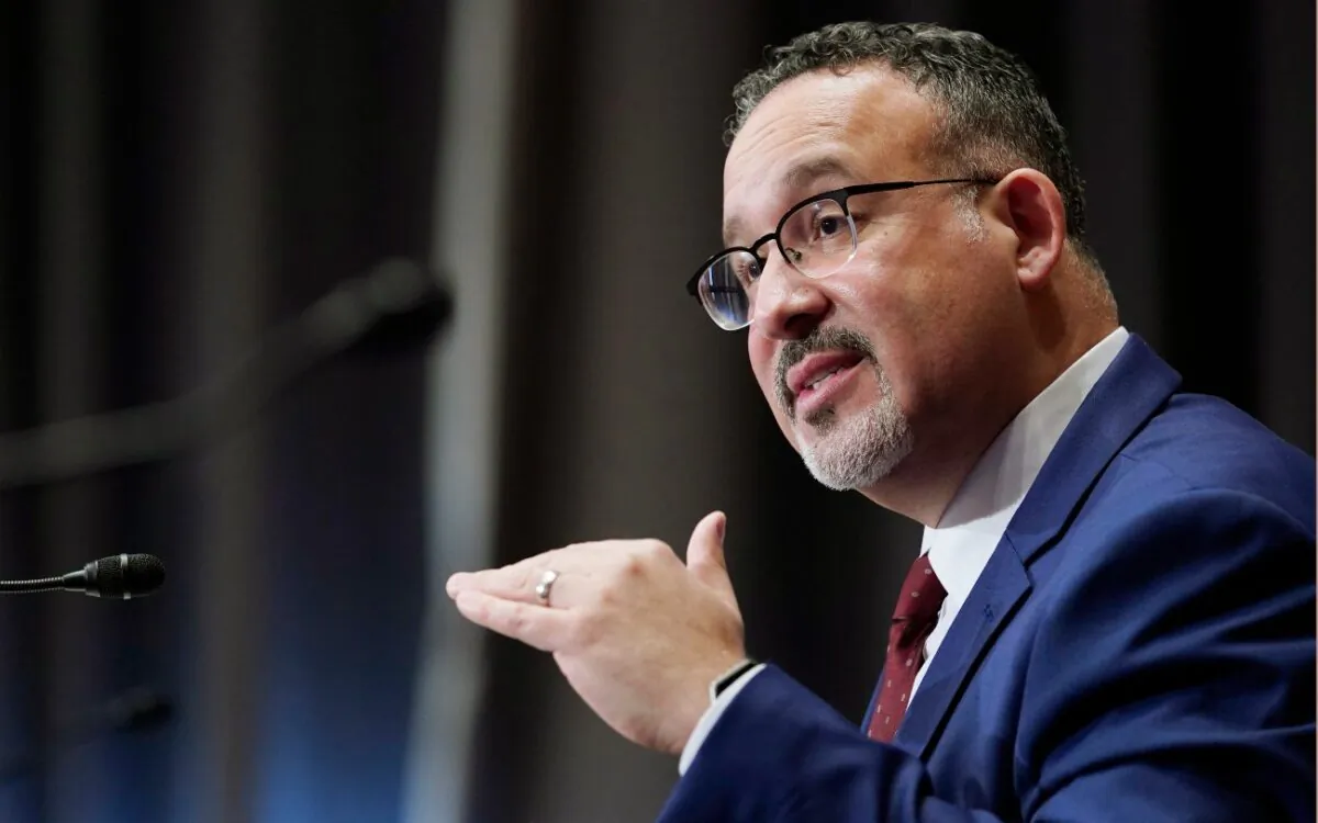 Secretary of Education nominee Miguel Cardona testifies during his confirmation hearing before the Senate Health, Education, Labor and Pensions Committee on Capitol Hill in Washington on Feb. 3, 2021. (Susan Walsh/Pool/Getty Images)