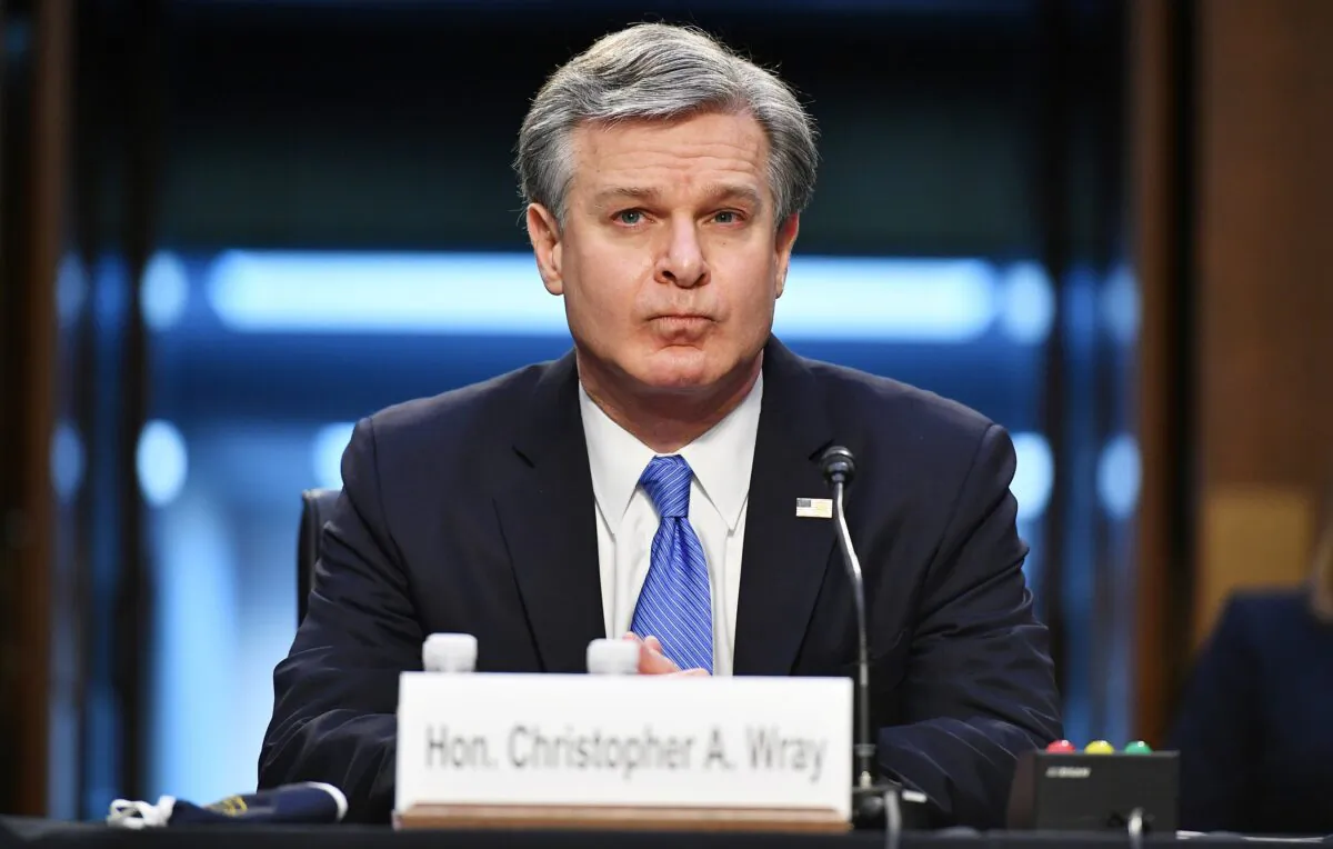 FBI Director Christopher Wray arrives to testify before the U.S. Senate Judiciary Committee on Capitol Hill in Washington on March 2, 2021. (Mandel Ngan/Pool via Reuters)