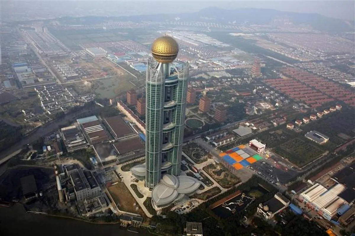 A newly inaugurated skyscraper tower in Huaxi Village, China, on Oct. 7, 2011. (Carlos Barria/Reuters)