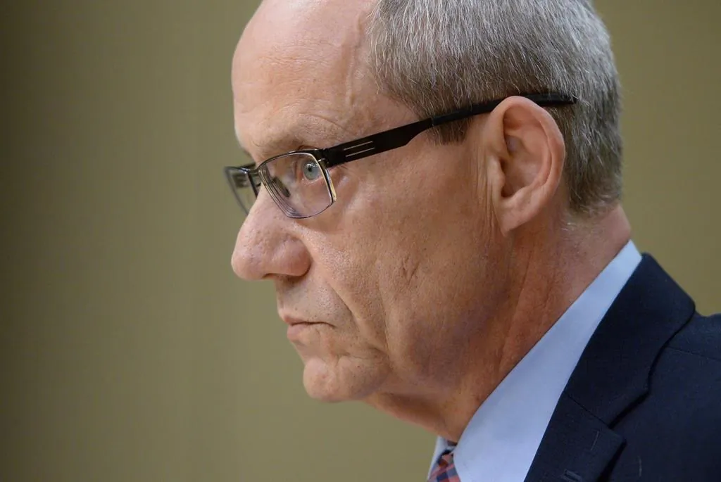 Canadian Forces ombudsman Gary Walbourne appears at a Senate veterans affairs committee in Ottawa on Wednesday, May 4, 2016. Walbourne has dropped the gloves in what appears to have become a tense battle with National Defence, accusing officials of "insidious" attacks whenever his office releases a report critical of the department. (Sean Kilpatrick/The Canadian Press)