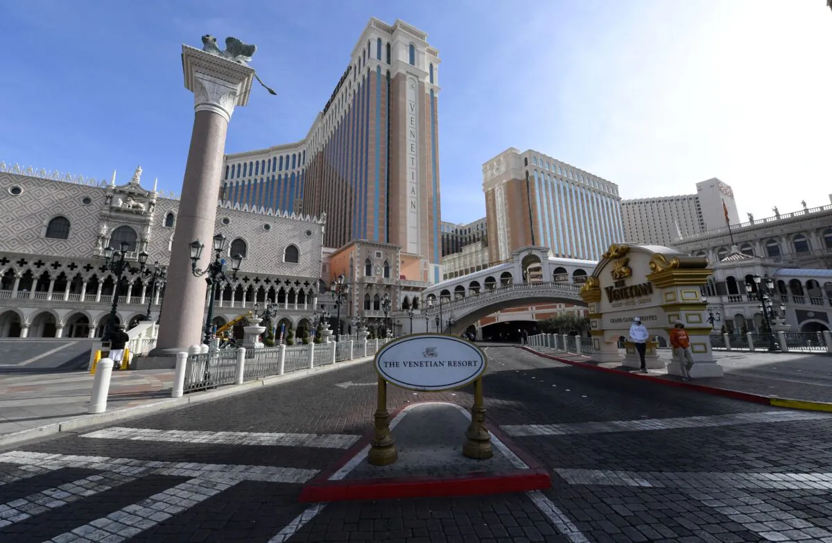 An exterior view shows The Venetian Las Vegas, one of the properties owned by Las Vegas Sands Corp., in Las Vegas, Nev., on Jan.12, 2021. (Ethan Miller/Getty Images)