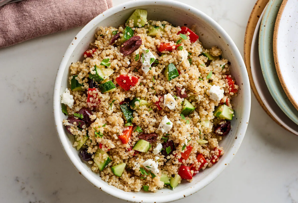 This colorful quinoa salad holds up well in the fridge all week long, is perfectly packable, and has enough protein and other good things to keep you satisfied. (Joe Lingeman/TNS)
