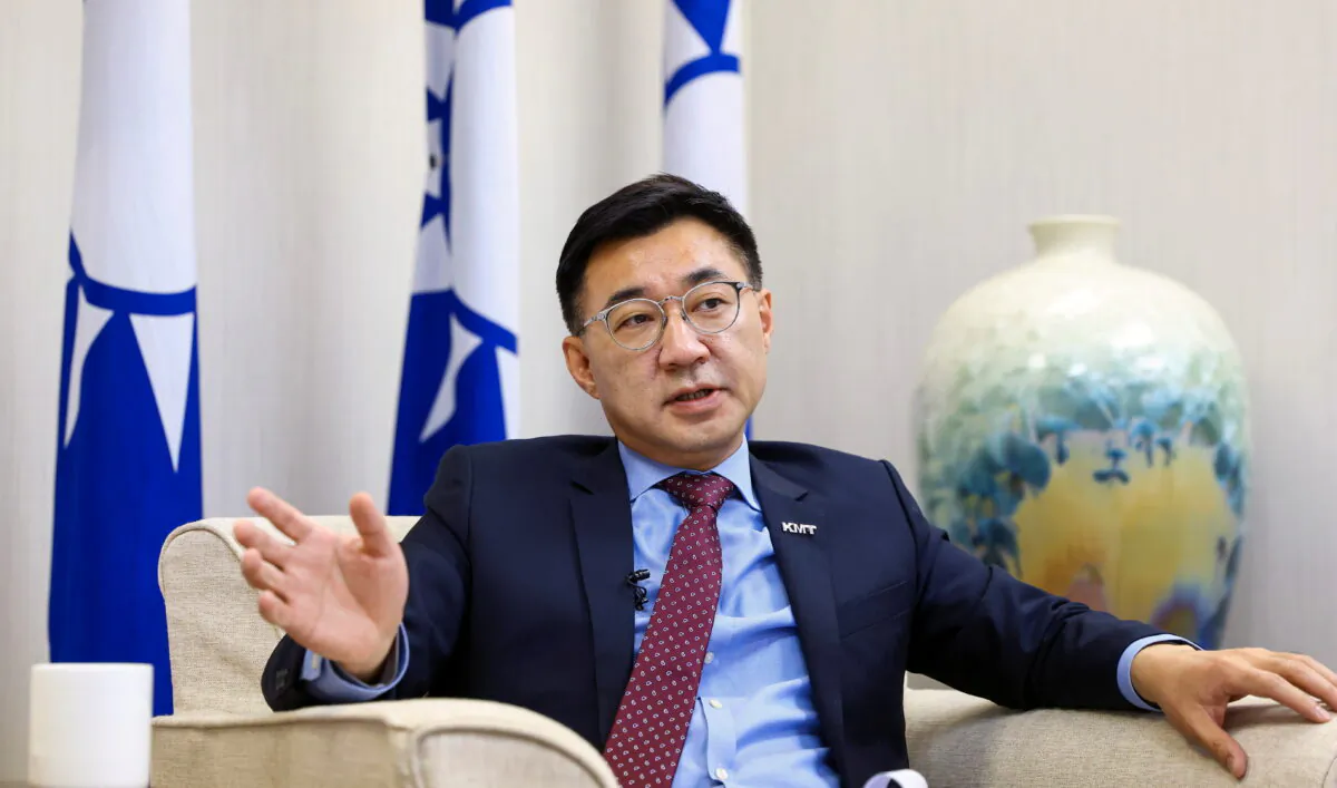 Johnny Chiang, the chairman of Taiwan's main opposition Kuomintang Party (KMT), speaks during an interview in Taipei, Taiwan, on March 2, 2021. (Ann Wang/Reuters)