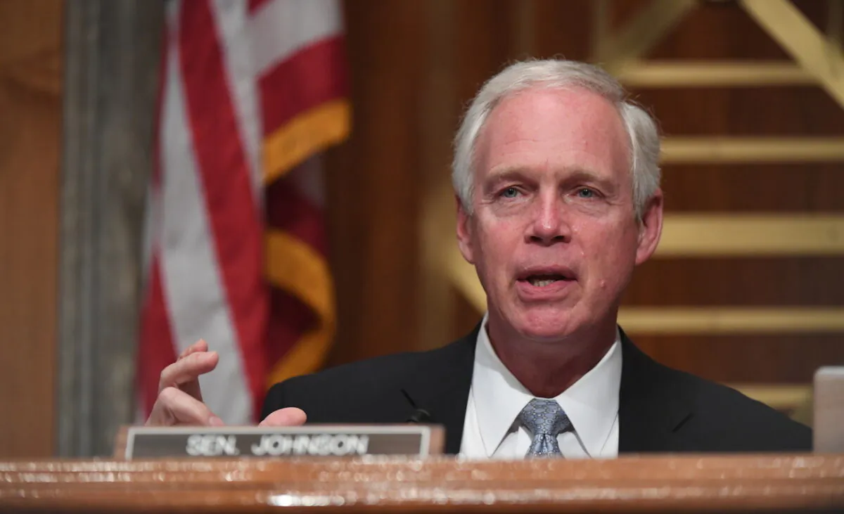 Senator Ron Johnson (R-Wisc.) at a Senate hearing in Washington on Aug. 6, 2020. (Toni Sandys-Pool/Getty Images)