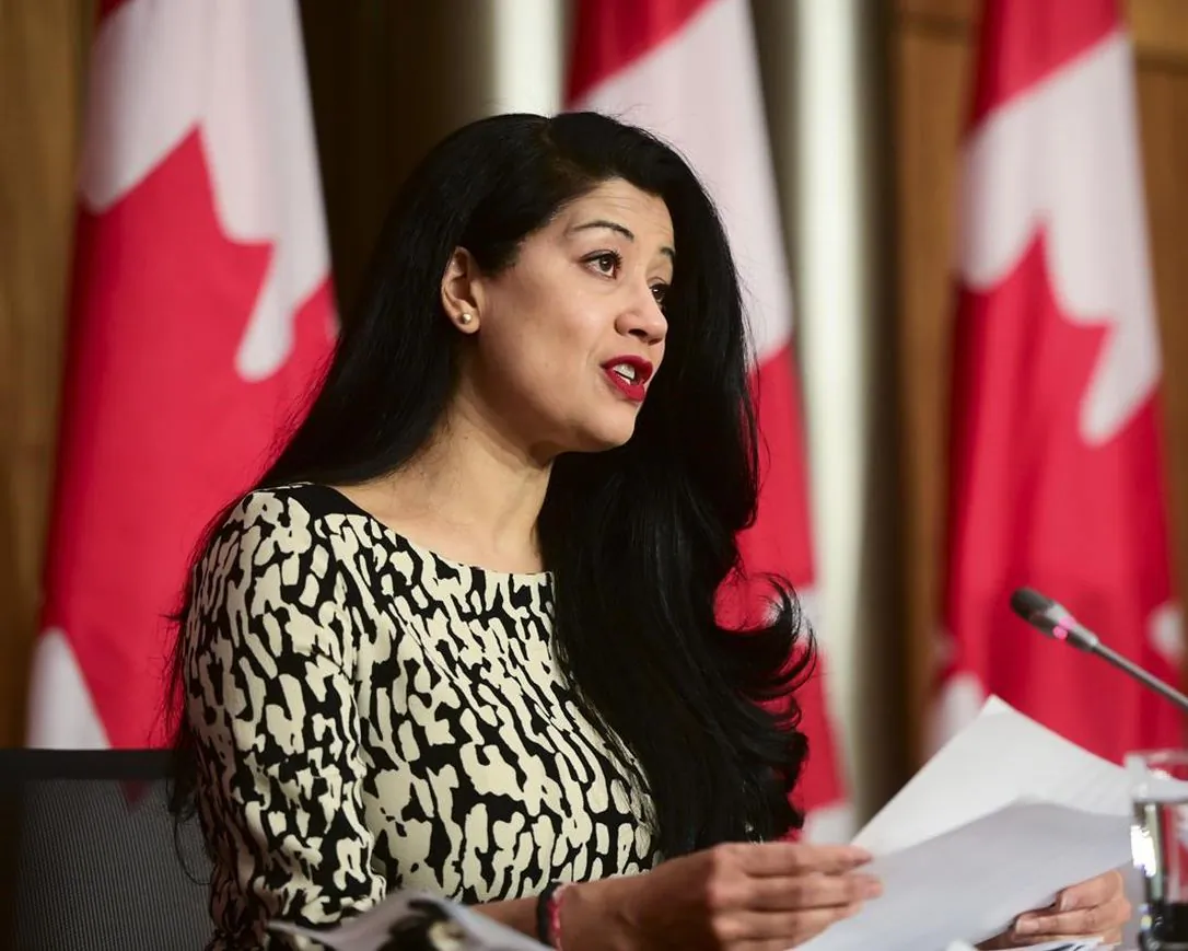 Dr. Supriya Sharma, chief medical adviser at Health Canada, holds a press conference in Ottawa on Feb. 26, 2021. Canada's chief medical adviser says her department is constantly receiving and reviewing any data on vaccines and COVID-19 variants and will be quickly ready to authorize needed boosters when they're ready. (Sean Kilpatrick/The Canadian Press)