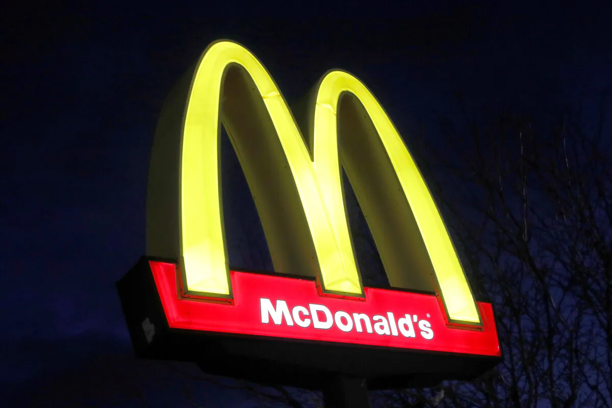 A sign is seen at a McDonald's restaurant in Queens, New York, on March 17, 2020. (Andrew Kelly/Reuters)