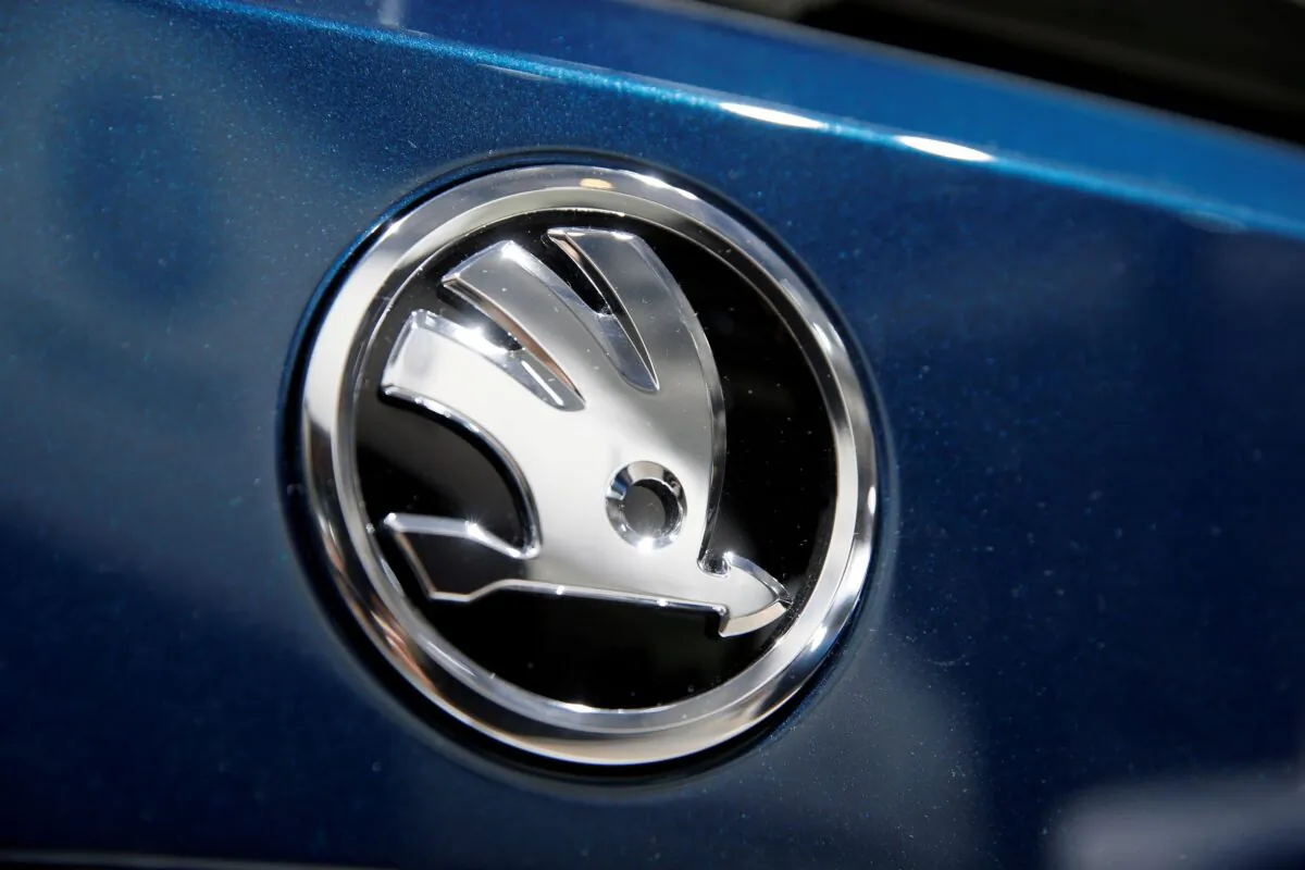 A Skoda logo is pictured during the Volkswagen Group's annual general meeting in Berlin, Germany on May 3, 2018. (Axel Schmidt/Reuters)