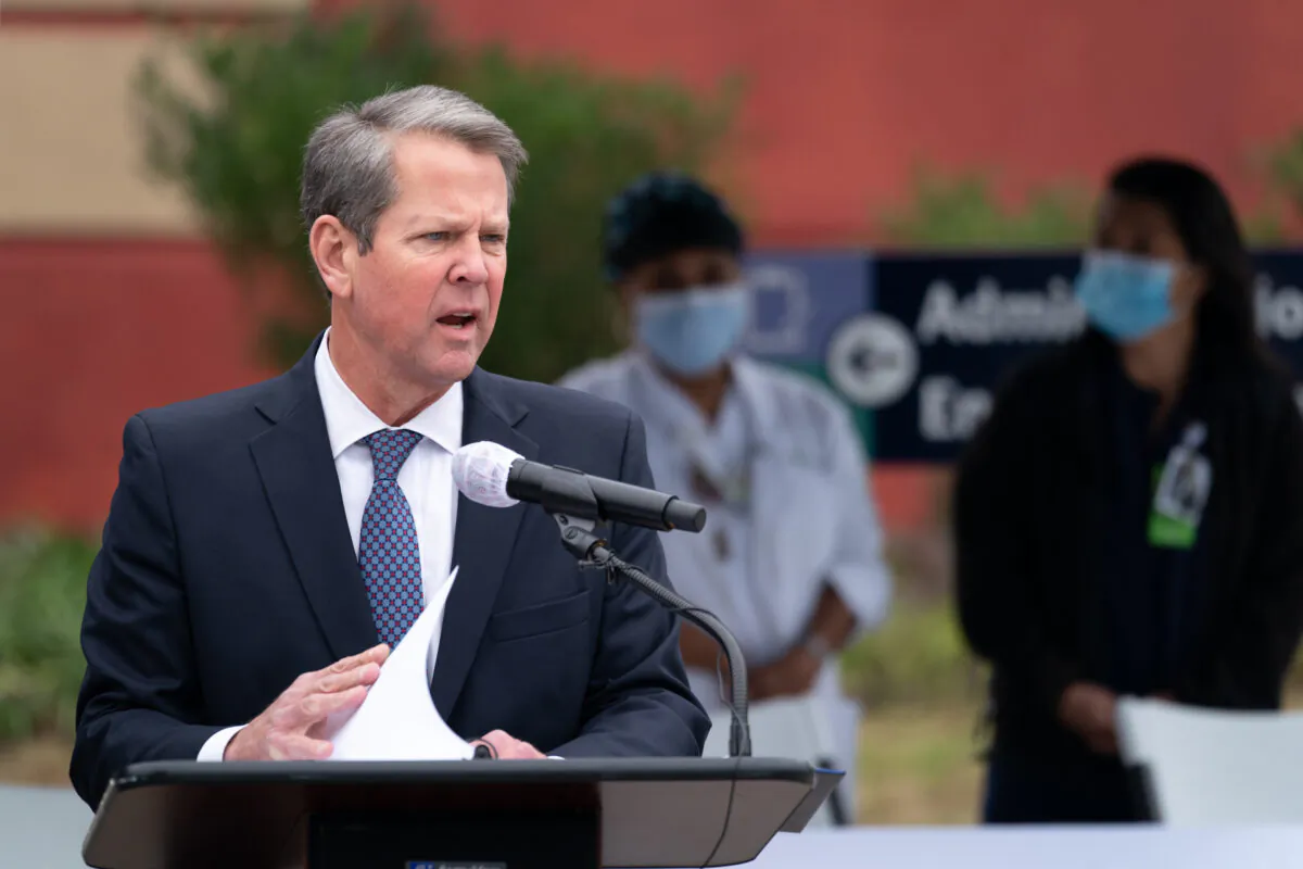 Georgia Gov. Brian Kemp speaks to the media outside of the Chatham County Health Department  in Savannah, Ga., on Dec. 15, 2020. (Sean Rayford/Getty Images)