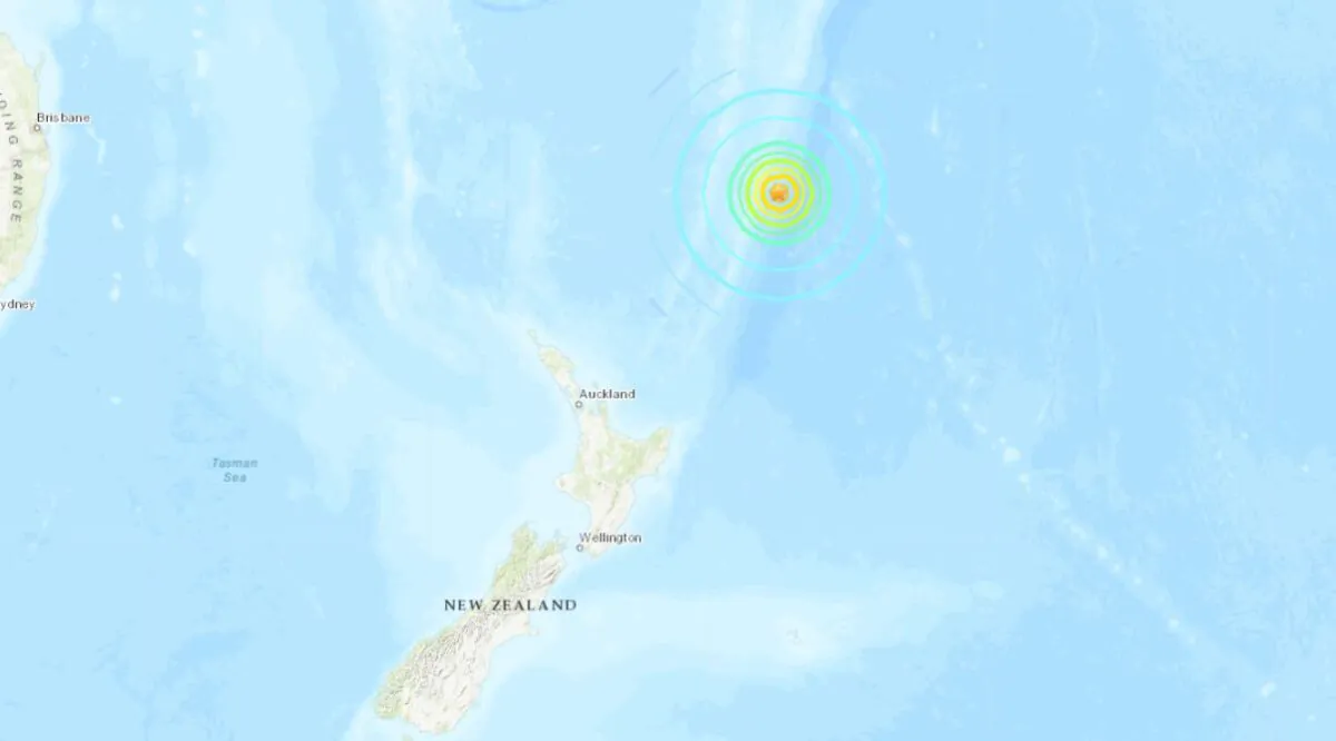 A tsunami warning was issued after an 8.1 magnitude earthquake hit near the coast of New Zealand on Thursday. (US Geological Survey)