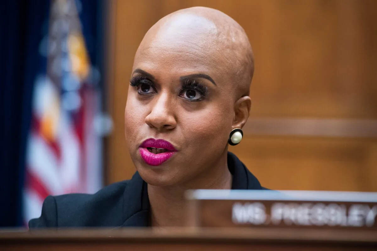 Rep. Ayanna Pressley (D-Mass.) in the U.S. Capitol in Washington on Aug. 24, 2020. (Tom Williams/Pool/Getty Images)