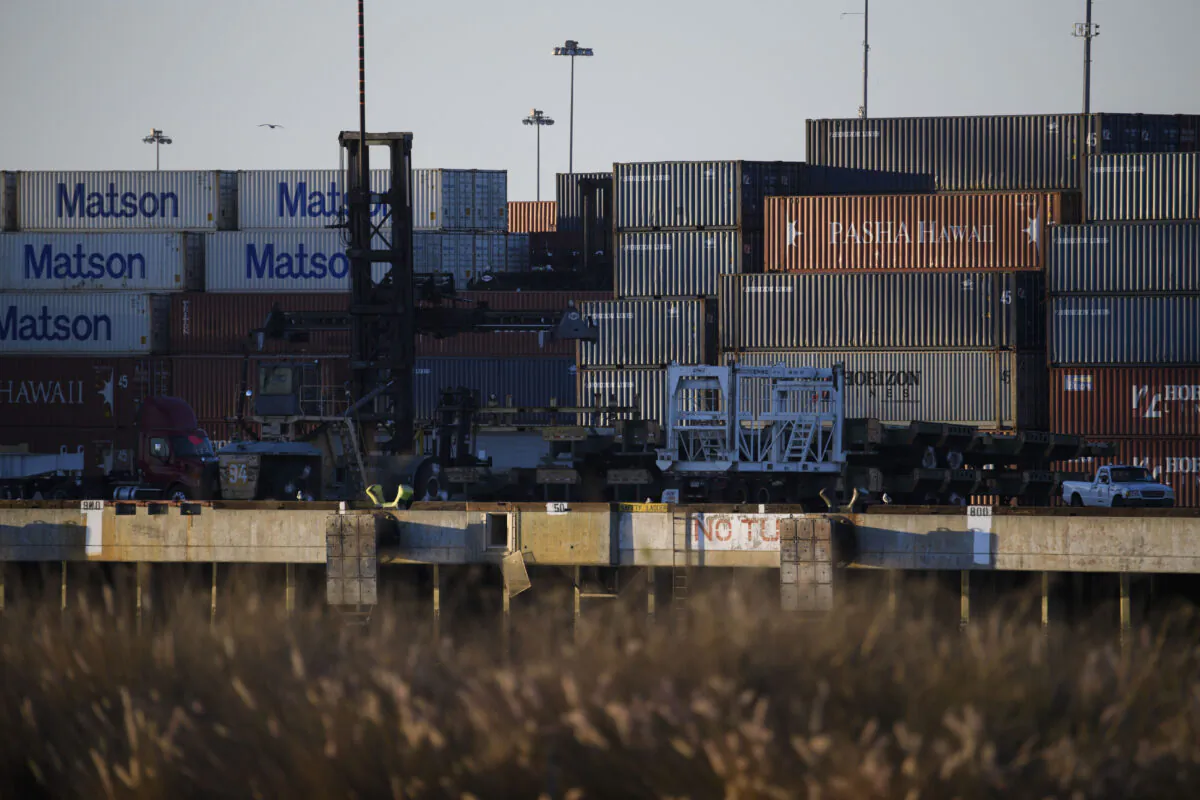 Cargo shipping containers as seen in a file photo. (Patrick T. Fallon/AFP via Getty Images)