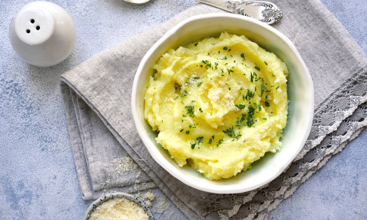 This fluffy bowl of mashed potatoes piles on the roots, with celery root and horseradish joining the mix. (Liliya Kandrashevich/shutterstock)