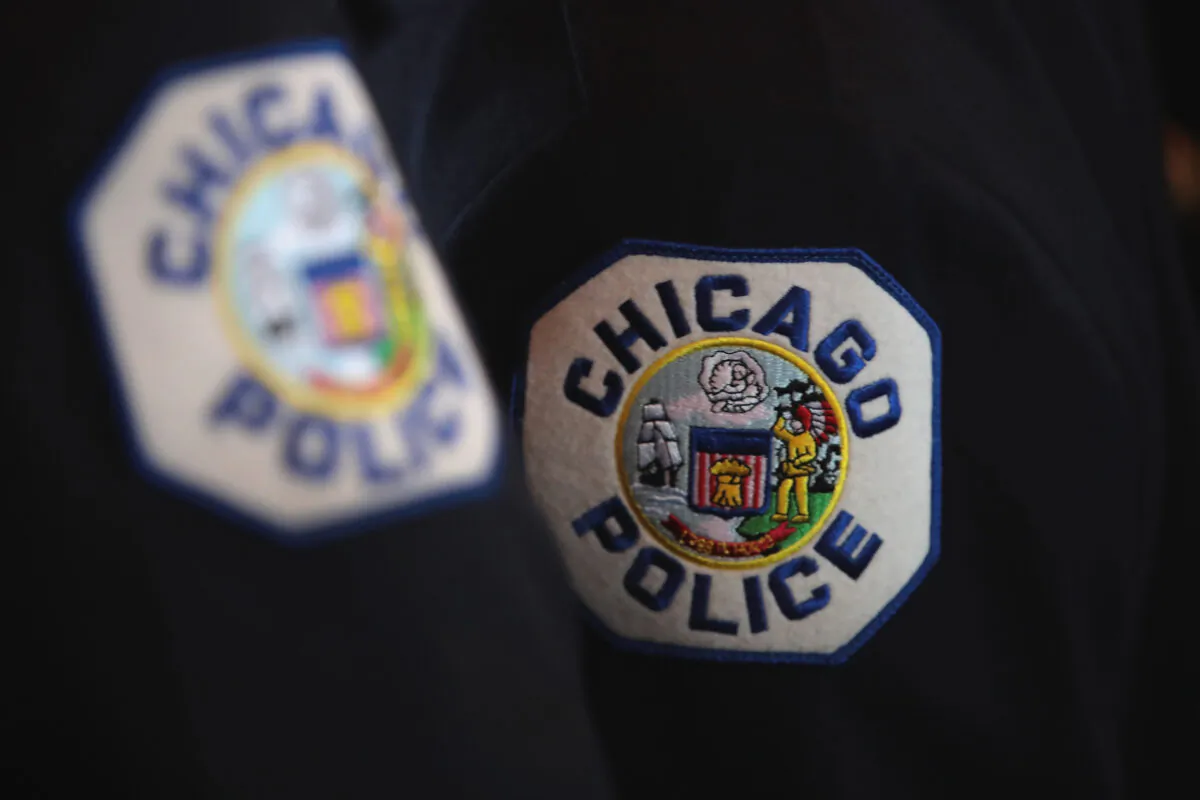 An image of Chicago police arm patches taken on June 15, 2017, Illinois. (Scott Olson/Getty Images)