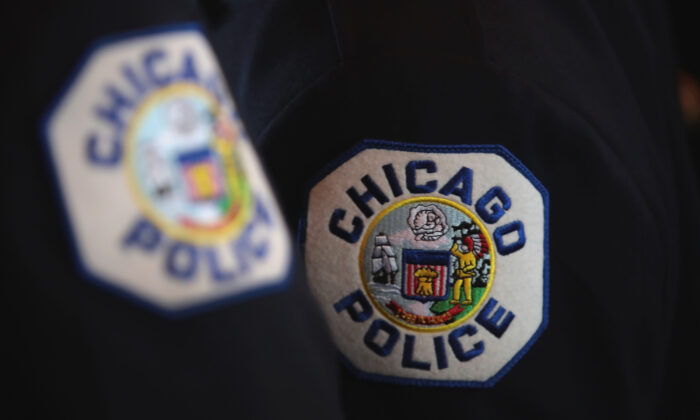 An image of Chicago police arm patches taken on June 15, 2017, Illinois. (Scott Olson/Getty Images)