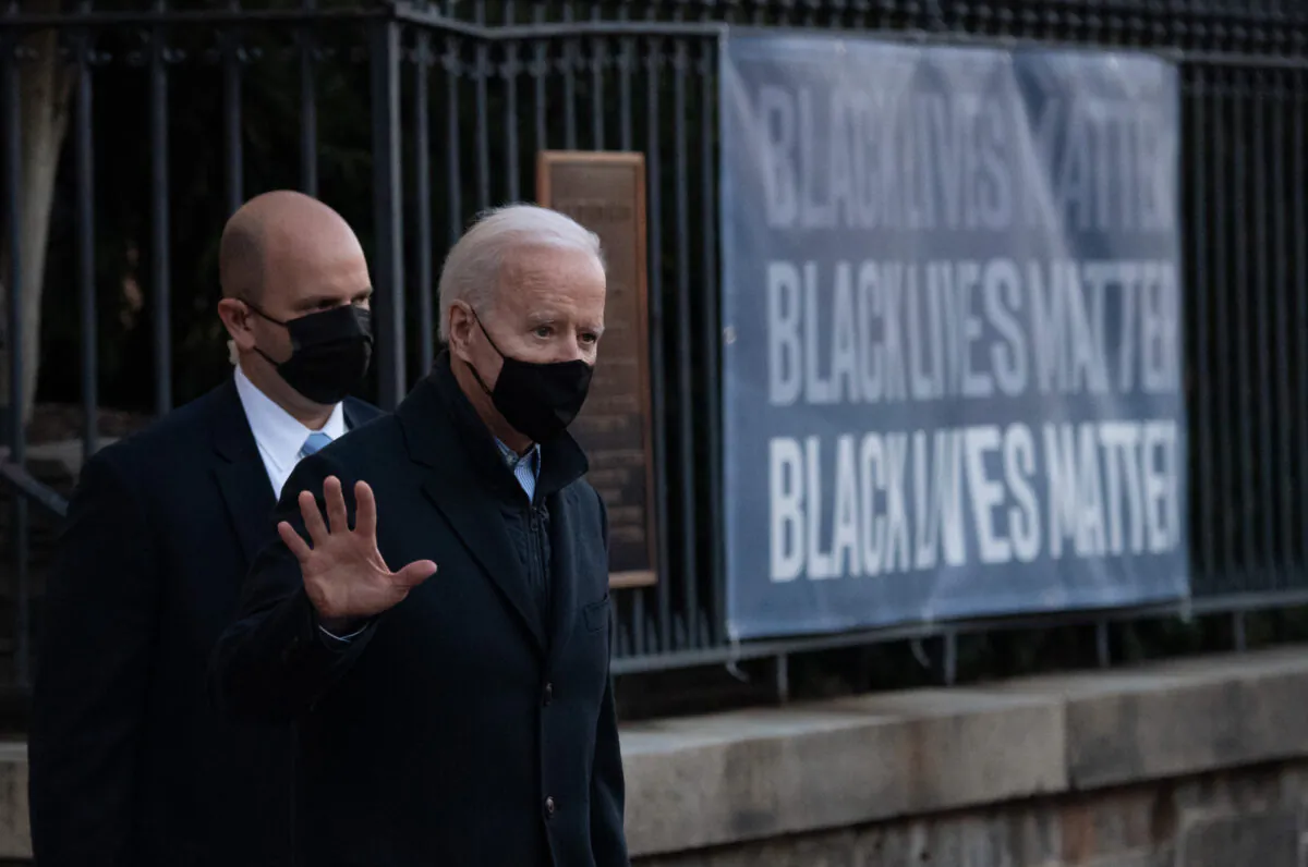 President Joe Biden leaves Holy Trinity Catholic Church in Washington on March 6, 2021. (Saul Loeb/AFP via Getty Images)