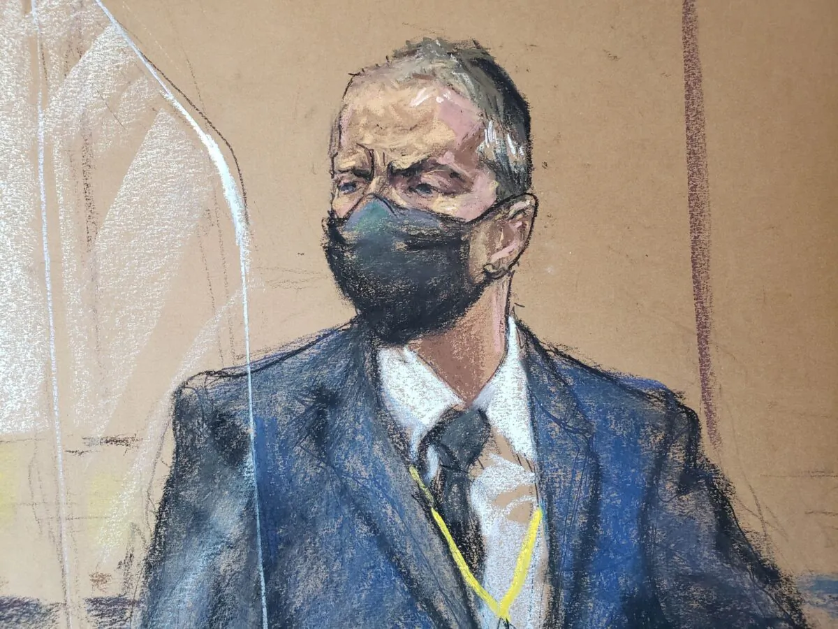 Derek Chauvin, the former Minneapolis police officer facing murder charges in the death of George Floyd, sits in court on the first day of jury selection in his trial in Minneapolis, Minnesota, U.S., Mar. 8, 2021 in this courtroom sketch from a video feed of the proceedings. (REUTERS/Jane Rosenberg)