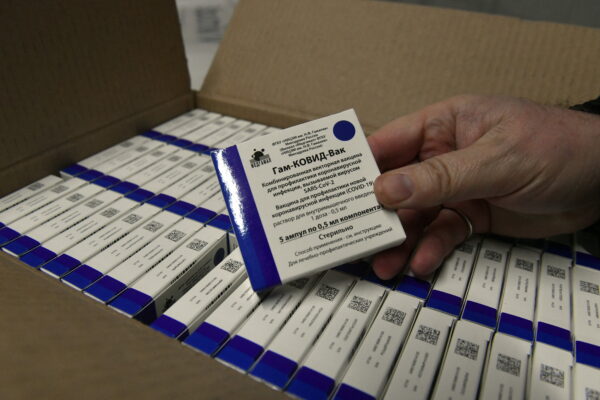 Boxes of Sputnik V vaccines