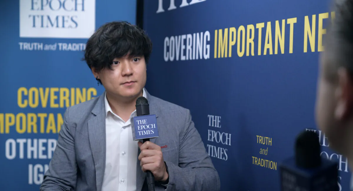YouTuber and content creator Kangmin Lee, during an interview with the "American Thought Leaders" program, at the Conservative Political Action Conference on Feb. 28, 2021. (The Epoch Times)