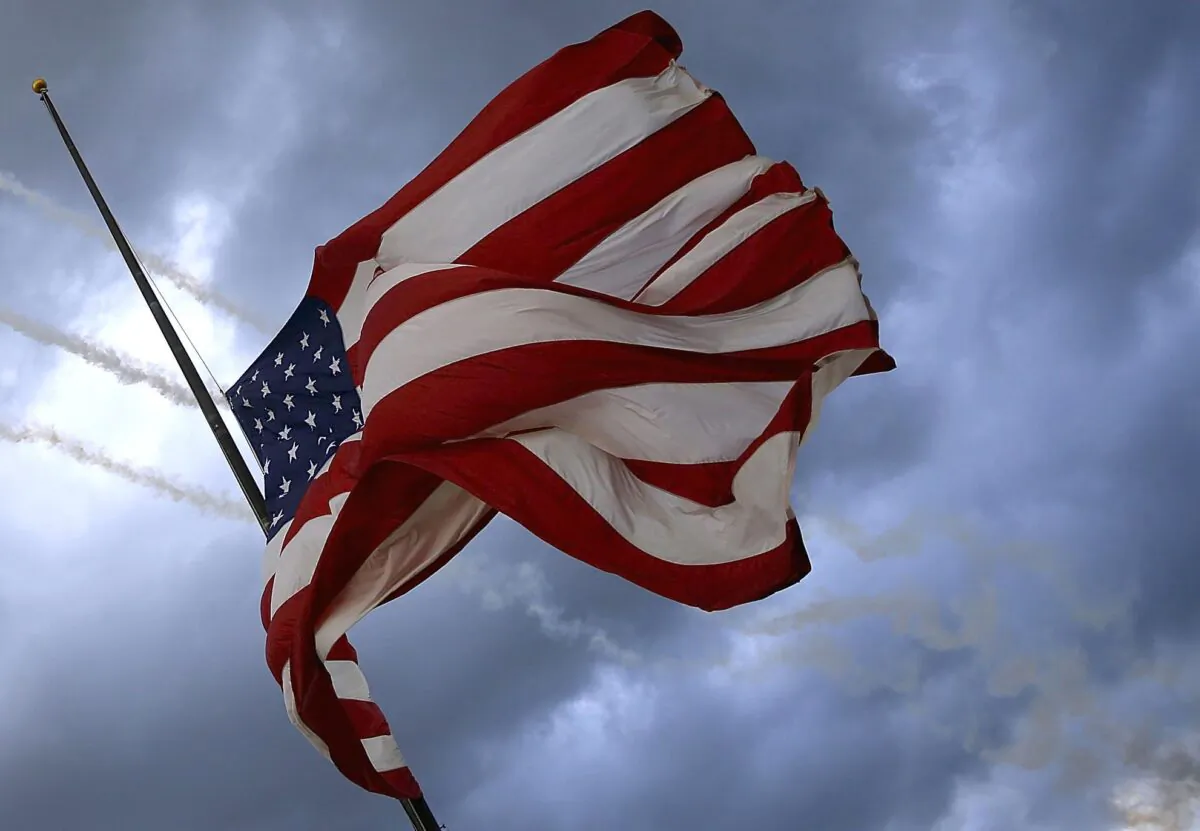 An American Flag at Davis Wade Stadium in Starkville, Miss., on Sept. 1, 2018. (Jonathan Bachman/Getty Images)