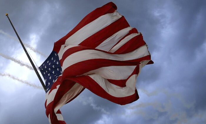 An American Flag at Davis Wade Stadium in Starkville, Miss., on Sept. 1, 2018. (Jonathan Bachman/Getty Images)