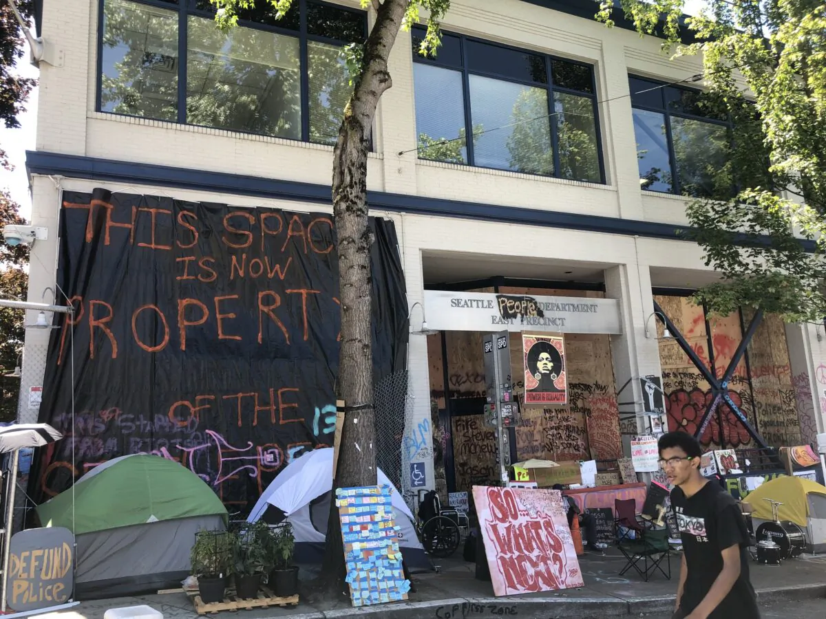 The Seattle Police Department East Precinct at Seattle’s Capitol Hill in June 2020. (Echo Liu/The Epoch Times)