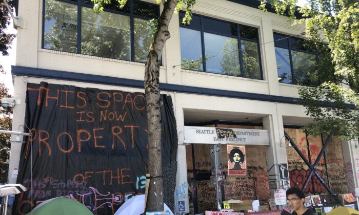 The Seattle Police Department East Precinct at Seattle’s Capitol Hill in June 2020. (Echo Liu/The Epoch Times)