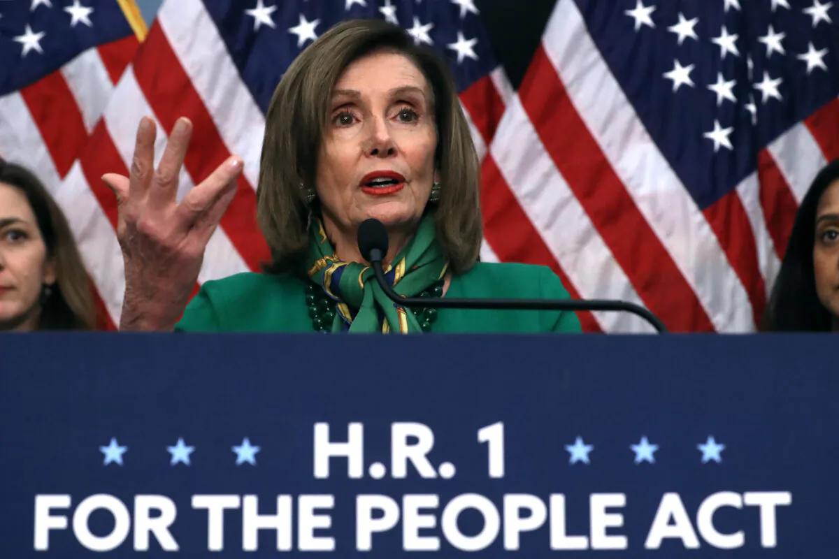 House Speaker Nancy Pelosi (D-Calif.) speaks at the Capitol in Washington on Jan. 14, 2020. (Chip Somodevilla/Getty Images)
