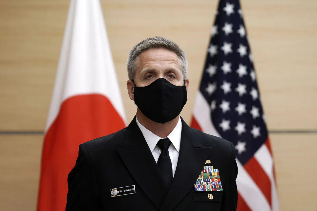 Admiral Philip S. Davidson, commander of the U.S. Indo-Pacific Command, waits to meet Japan's Prime Minister Yoshihide Suga, not in picture, prior to his courtesy call at the prime minister's office in Tokyo, Japan, on Oct. 22, 2020.  (Eugene Hoshiko/POOL/AFP via Getty Images)