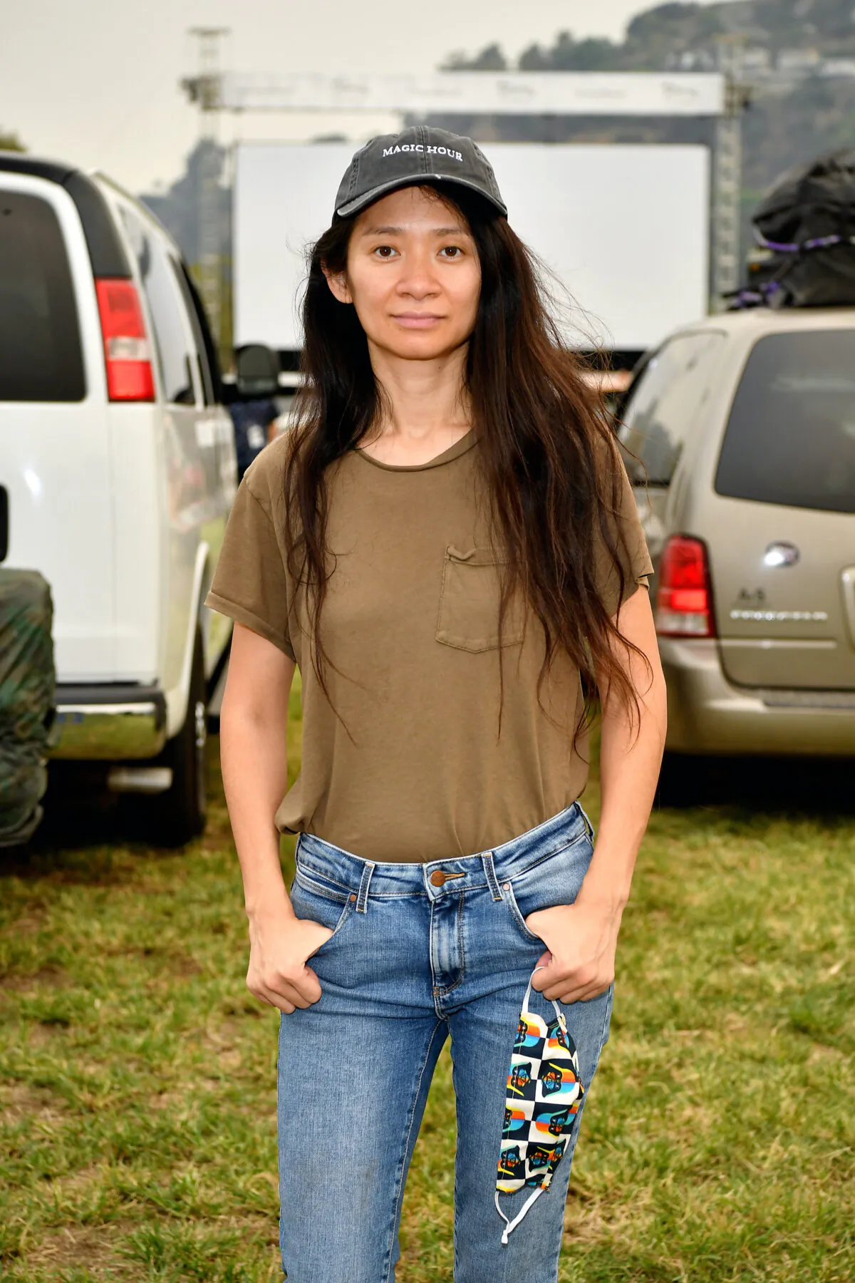Chloe Zhao attends the Drive-In Premiere of "Nomadland" hosted by Fox Searchlight and The Telluride Film Festival at Rose Bowl in Pasadena, California, on Sep. 11, 2020. (Amy Sussman/Getty Images)