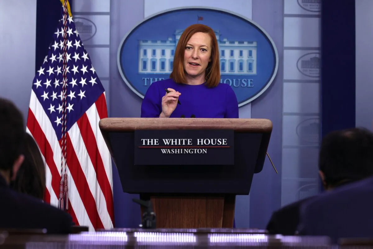 White House press secretary Jen Psaki speaks during a daily press briefing at the James Brady Press Briefing Room of the White House in Washington on March 9, 2021. (Alex Wong/Getty Images)