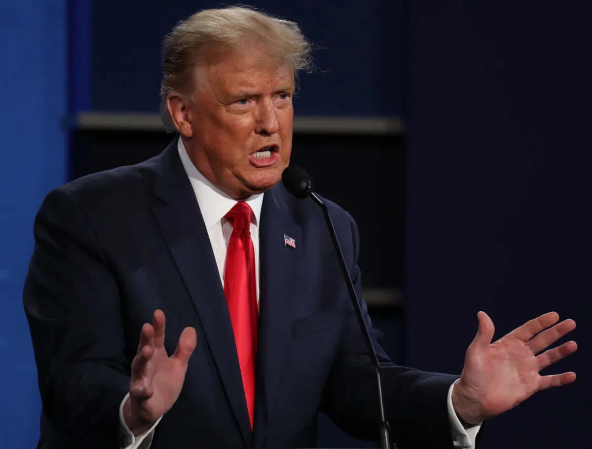 U.S. President Donald Trump participates in the final presidential debate against Democratic presidential nominee Joe Biden at Belmont University in Nashville, Tenn., on Oct. 22, 2020. (Chip Somodevilla/Getty Images)