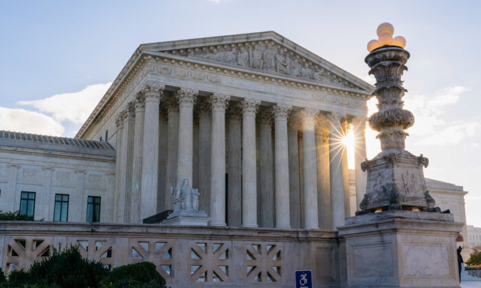 The sun rises behind the U.S. Supreme Court on Nov. 10, 2020. (Alex Brandon, File/AP Photo)