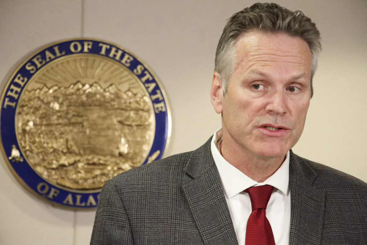 Alaska Gov. Mike Dunleavy speaks at a news conference in Anchorage, Alaska, on  Sept. 27, 2019. (Mark Thiessen/AP Photo)