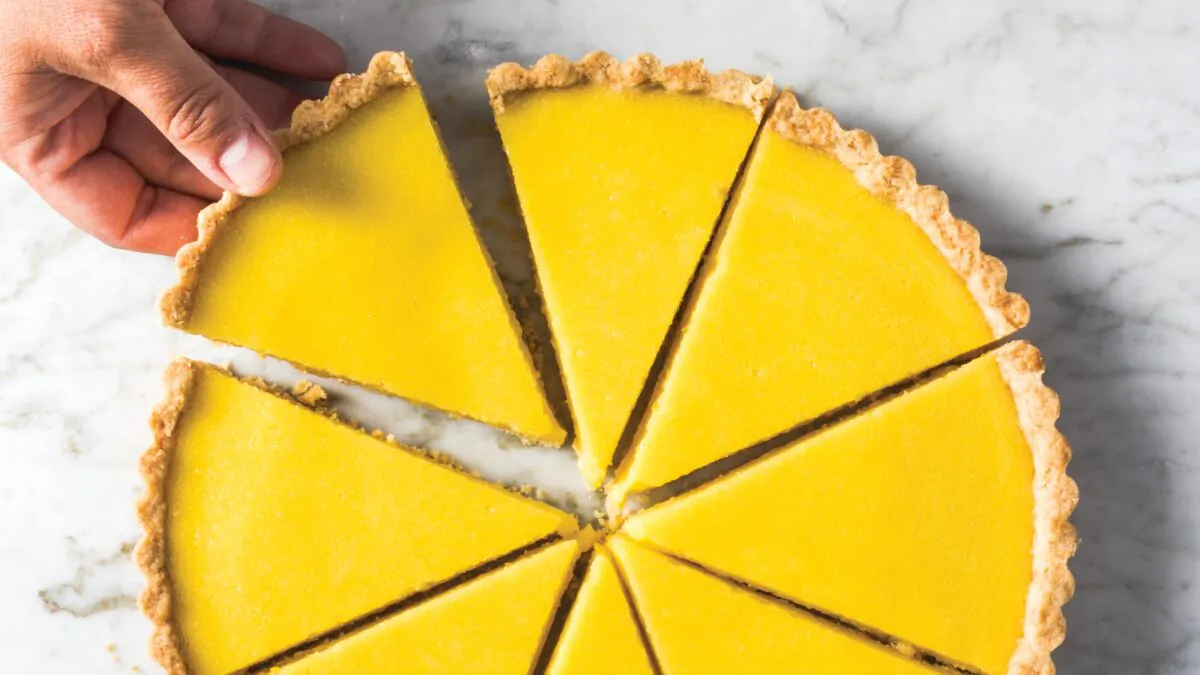 This easy lemon tart uses olive oil in both the crust and the filling. (Chantal Lambeth)