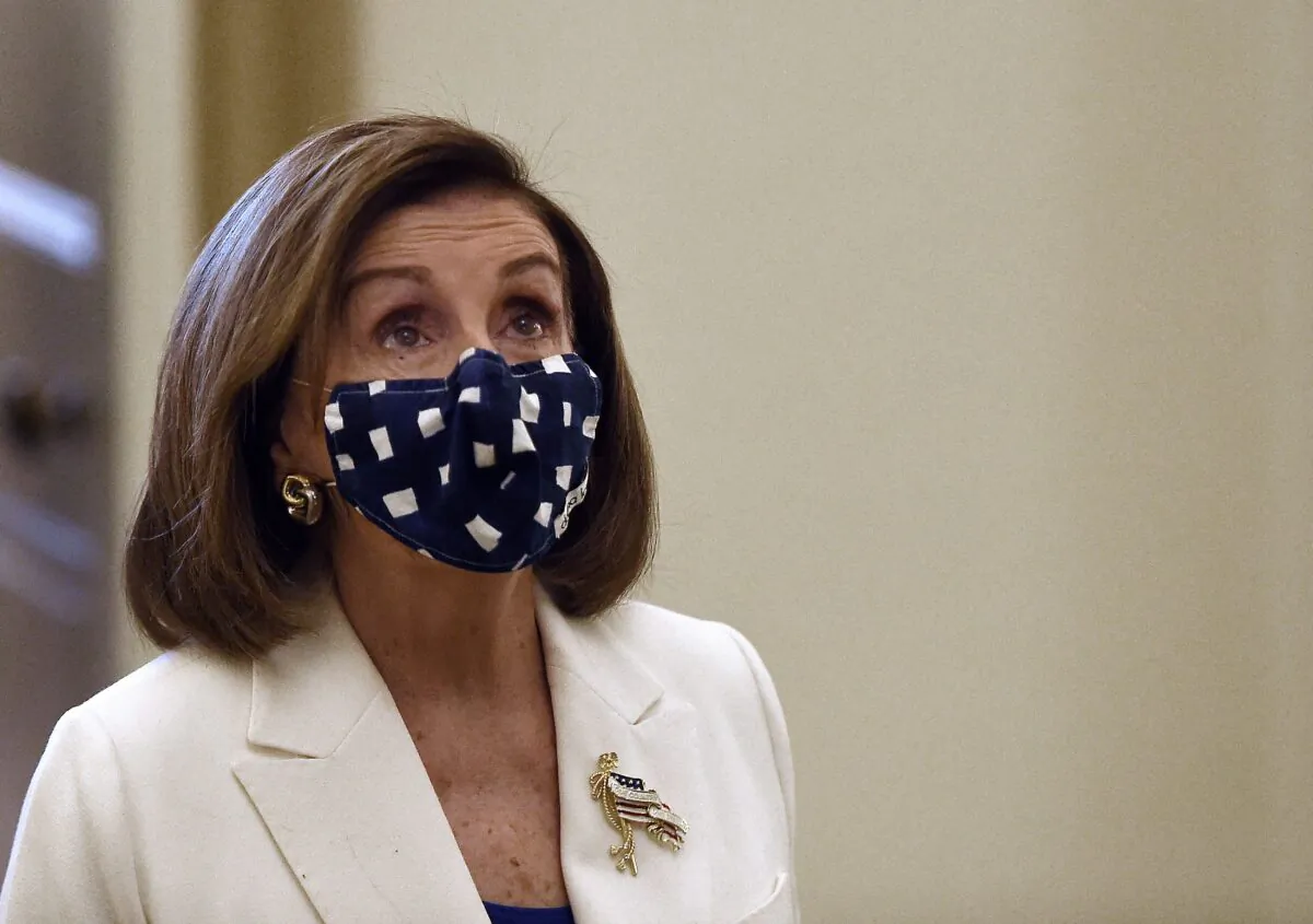 House Speaker Nancy Pelosi (D-Calif.) arrives at the U.S. Capitol in Washington on March 10, 2021. (Olivier Douliery/AFP via Getty Images)