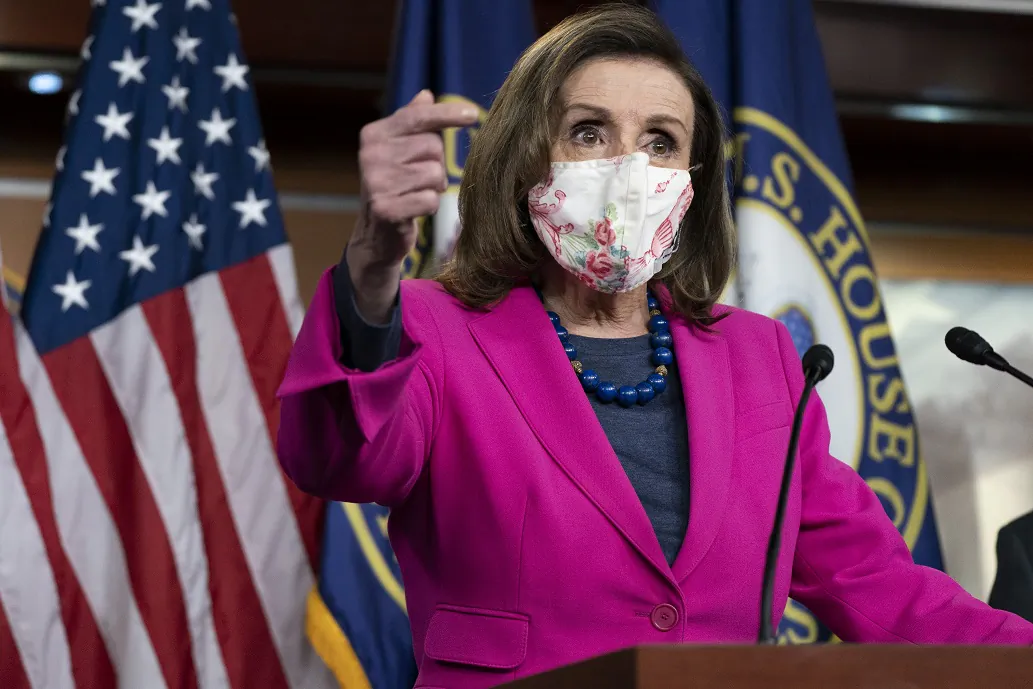 House Speaker Nancy Pelosi (D-Calif.) speaks about the Equality Act on Capitol Hill in Washington, D.C., on Feb. 25, 2021. (Jacquelyn Martin/AP Photo)