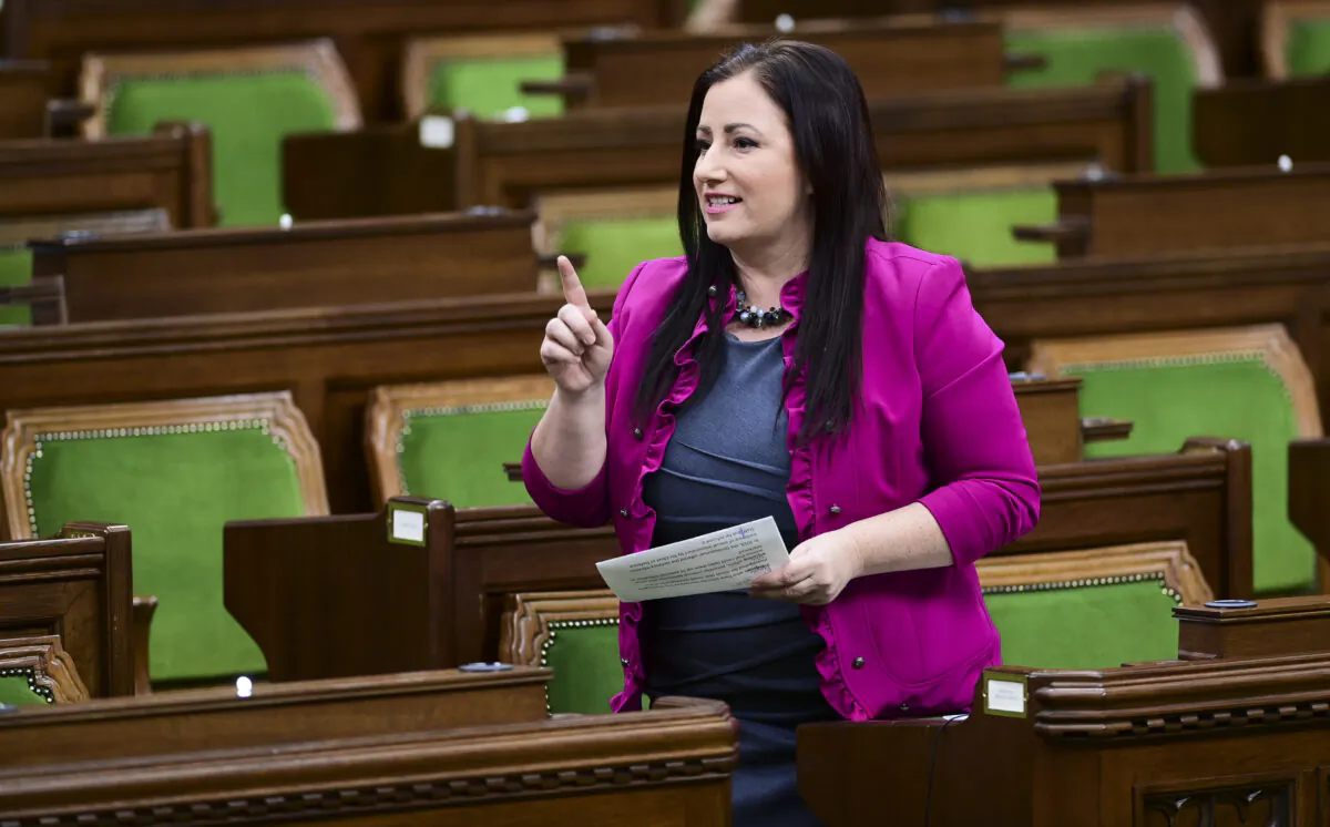 Conservative MP Shannon Stubbs rises during question period in the House of Commons on Parliament Hill in Ottawa on March 8, 2021. (Sean Kilpatrick/The Canadian Press)
