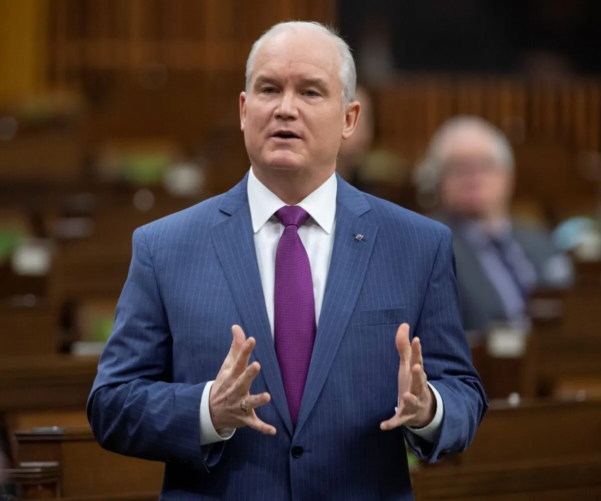 Conservative Party Leader Erin O'Toole speaks in the House of Commons in Ottawa on March 11, 2021. (The Canadian Press/Adrian Wyld)