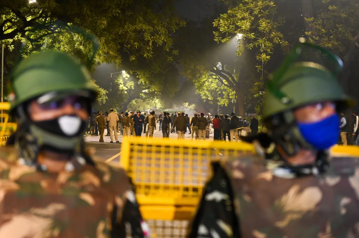 Police cordon off an area after an explosion near the Israeli embassy in New Delhi on Jan. 29, 2021. (Sajjad Hussain/AFP via Getty Images)