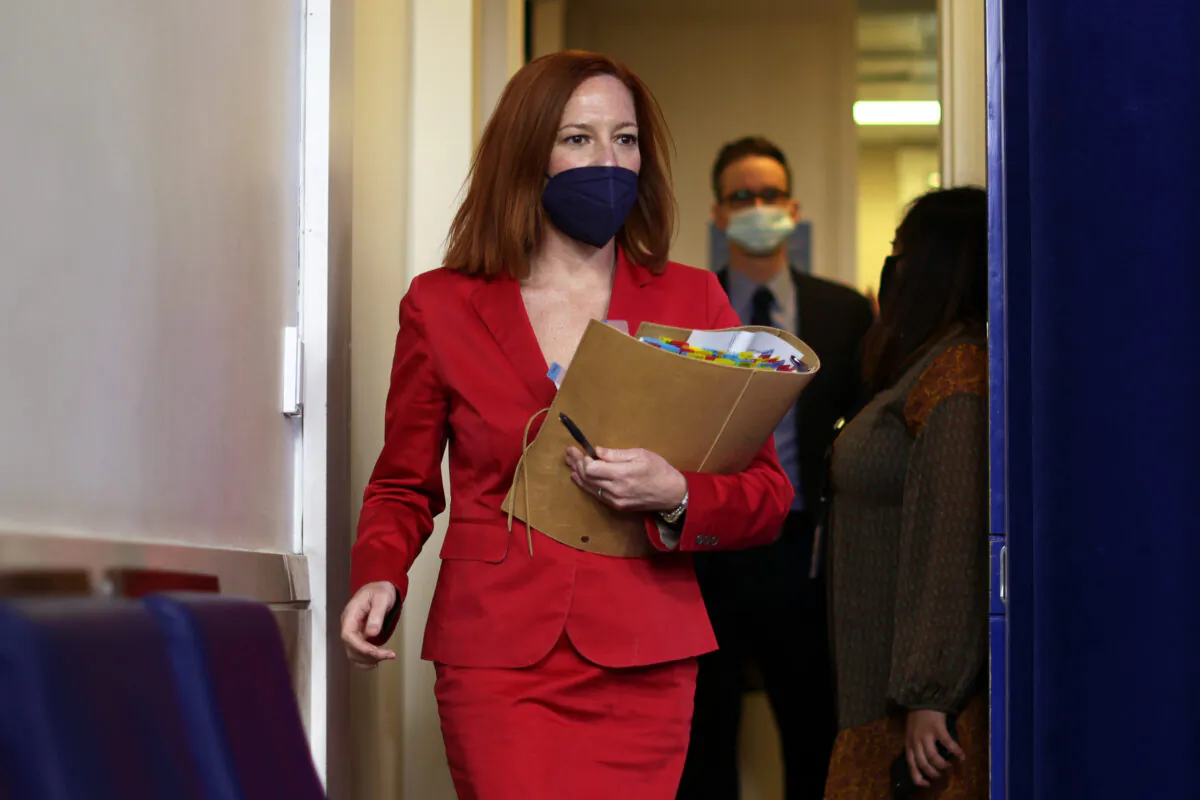 White House Press Secretary Jen Psaki arrives at a daily press briefing at the James Brady Press Briefing Room of the White House in Washington on March 11, 2021. (Alex Wong/Getty Images)