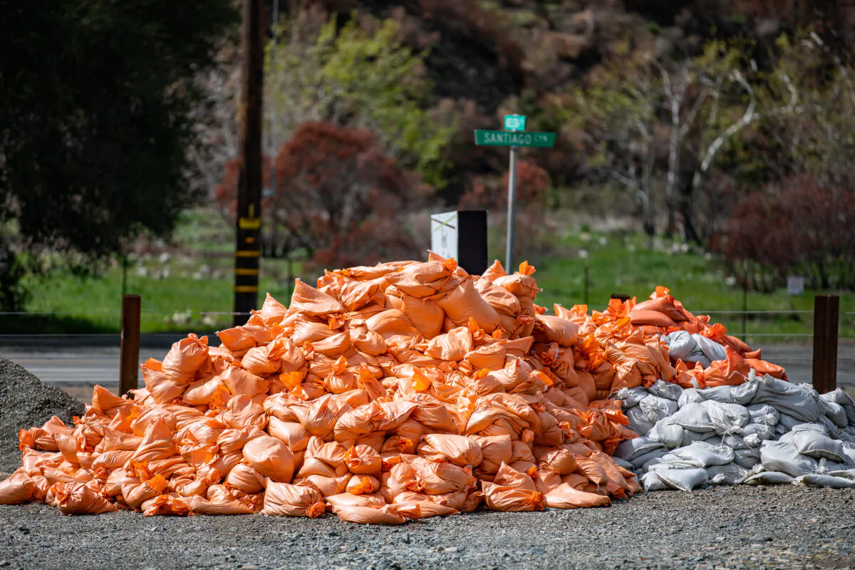 Mandatory evacuations were issued by Orange County officials for the Modjeska Canyon area of Santiago Canyon, Calif., on March 10, 2021. (John Fredricks/The Epoch Times)