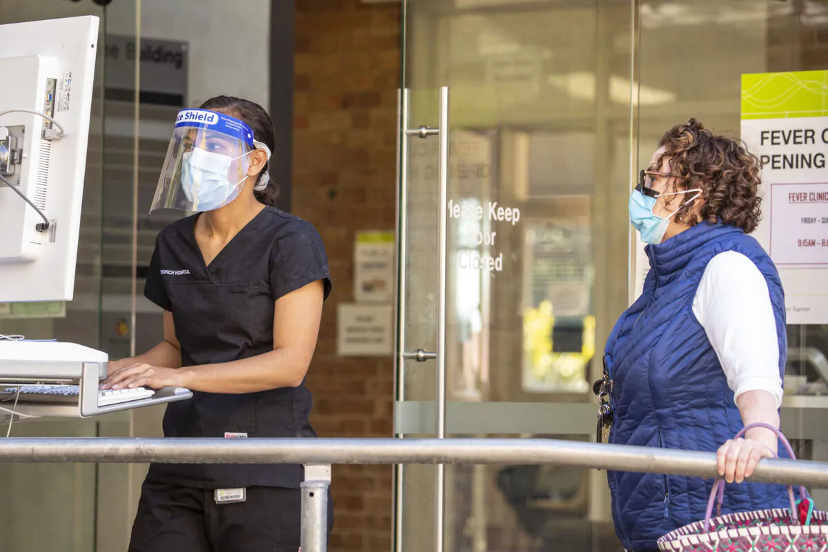 A nurse is seen working at a COVID-19 testing clinic at Ipswich Hospital in Brisbane, Australia. on Aug. 24, 2020. (Glenn Hunt/Getty Images)