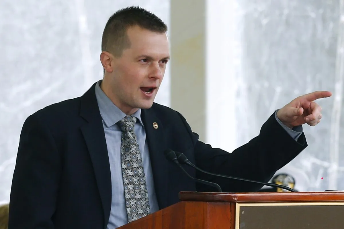 Rep. Jared Golden (D-Maine) speaks in Bath, Maine, on April 27, 2019. (David Sharp/AP Photo)