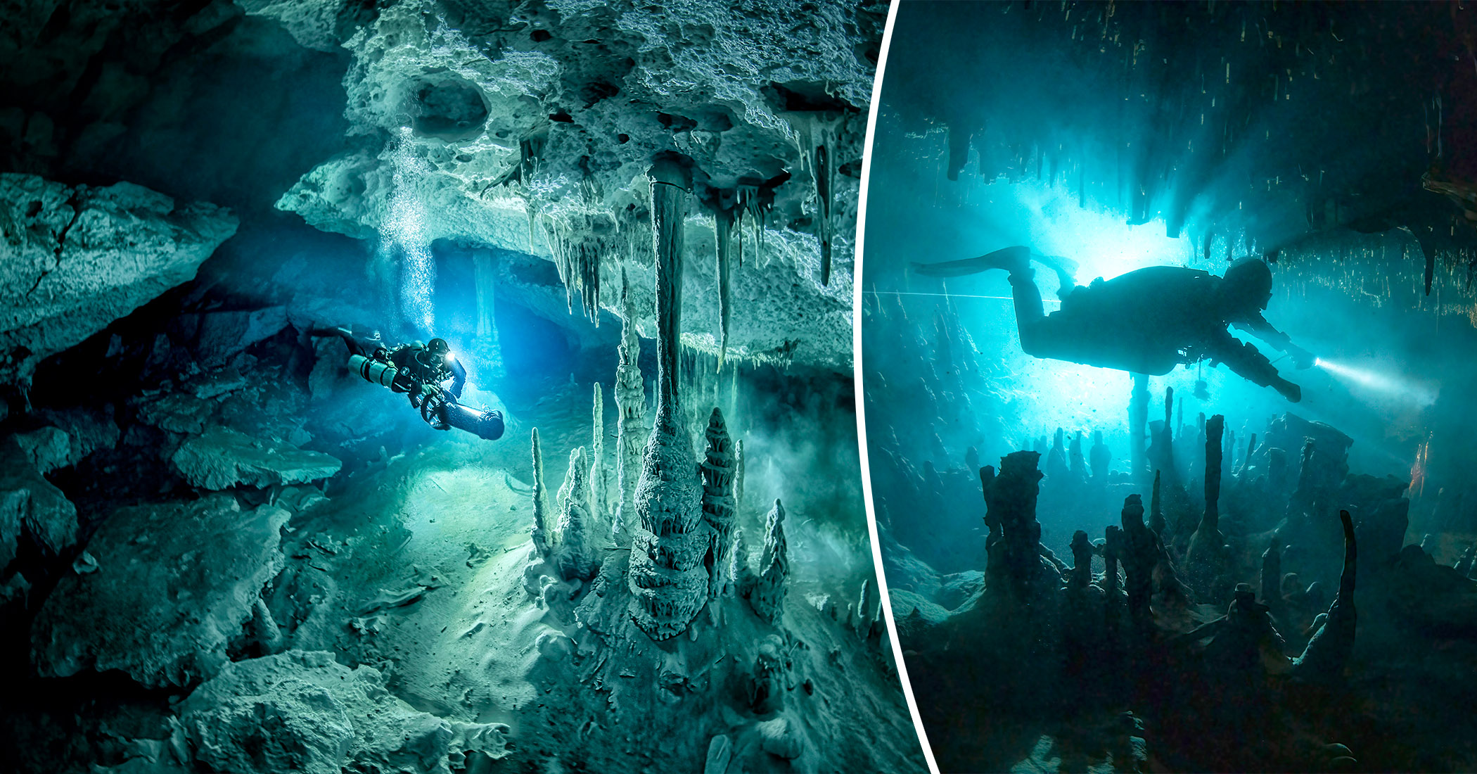 Photographer Captures Otherworldly Mayan Underwater Caves Formed