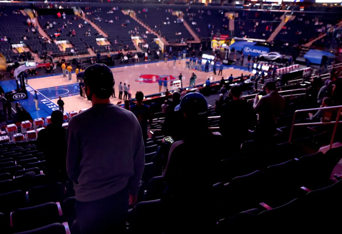 Fans are seen in the stands before a game at Madison Square Garden in New York City on Feb. 27, 2021. (Elsa/Getty Images)